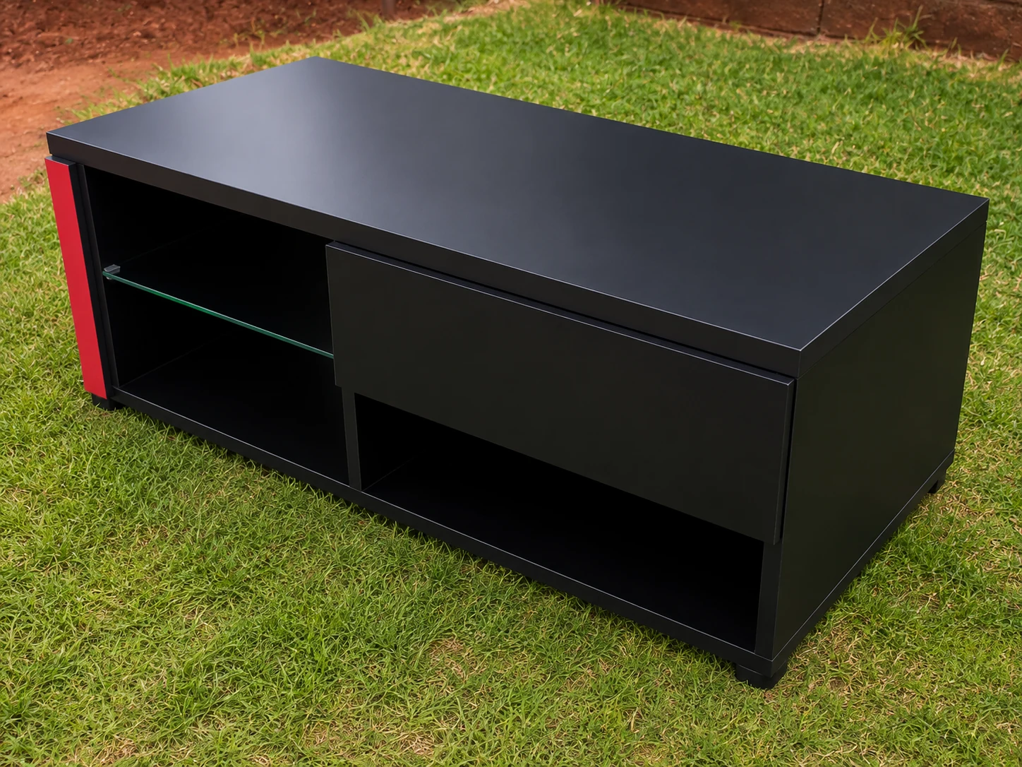 Modern matte black coffee table with practical storage