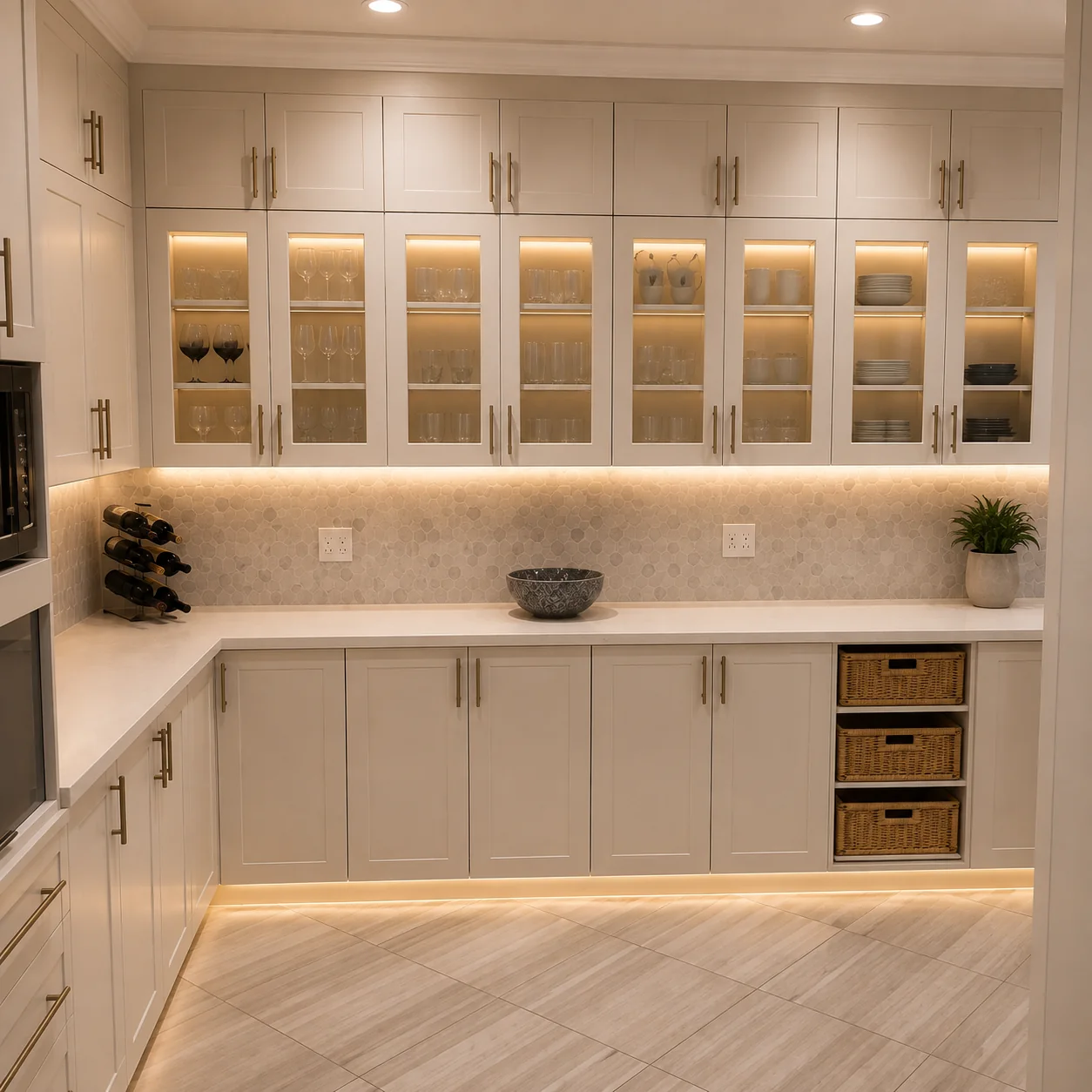 Classic white kitchen full cabinetry view