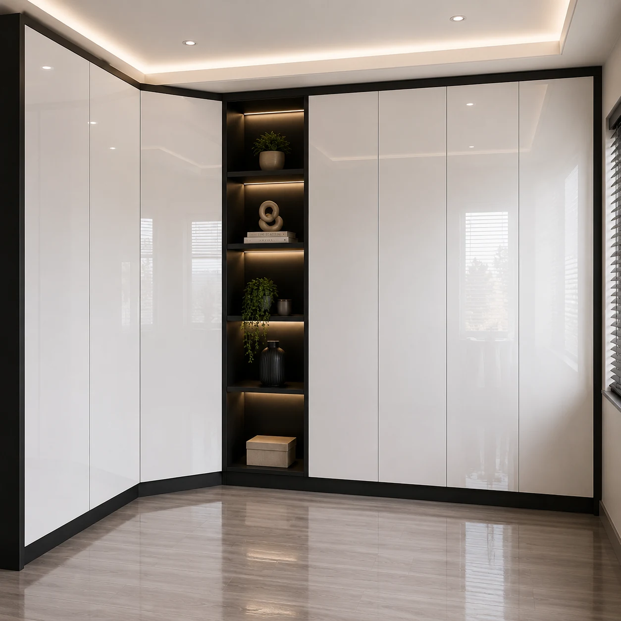 Built-in wardrobe with gloss finish by TT Home Furnishings