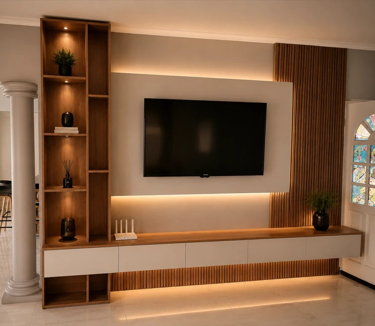 Custom TV wall unit completed by TT Home Furnishings
